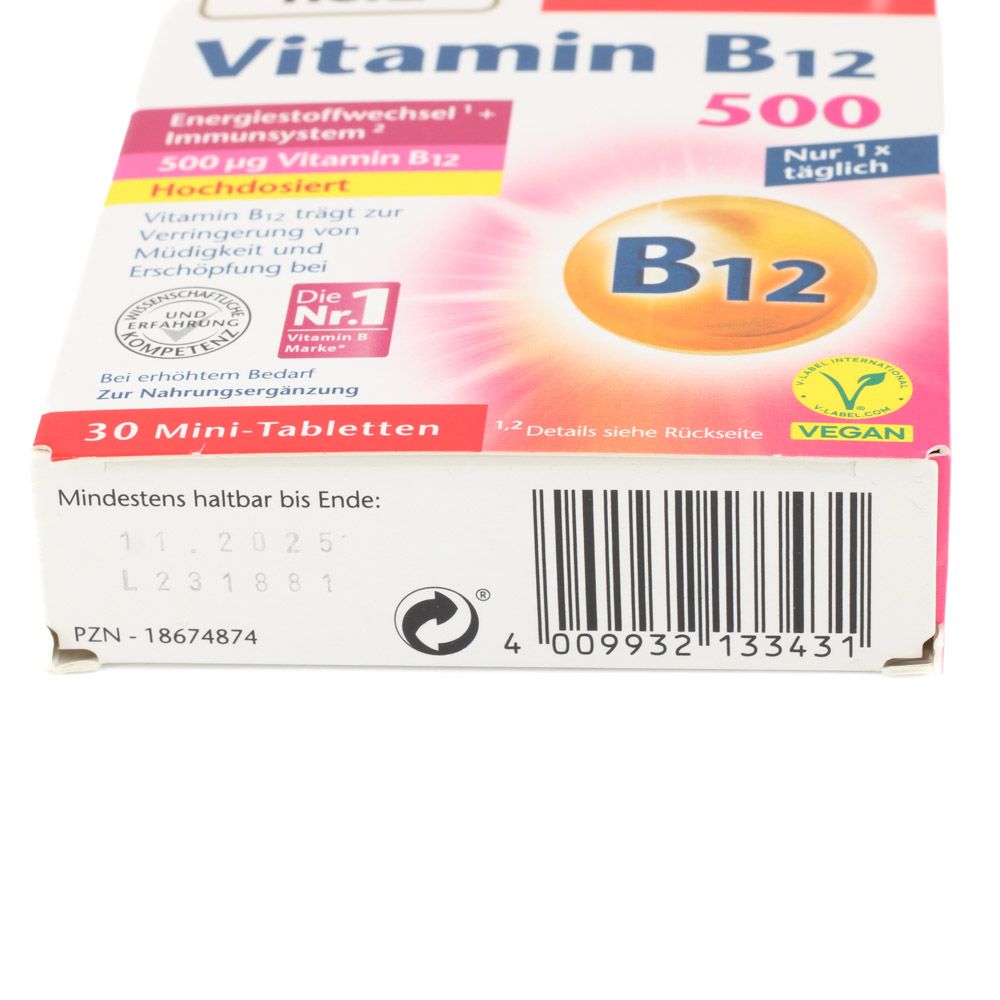 DOPPELHERZ Vitamin B12 500 Tabletten 30 St - B Vitamine - Vitamine Und ...